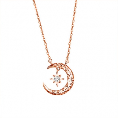 925 Sterling Silver Necklace Star And Moon Companion Necklace Simple Light Luxury Zircon Clavicle Chain Best Wholesale Jewelry Supplies