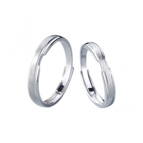 925 Sterling Silver Ring Brushed Couple Ring Fashion Plain Ring Ring Simple Opening Adjustable Ring Gift Jewelry Wholesale