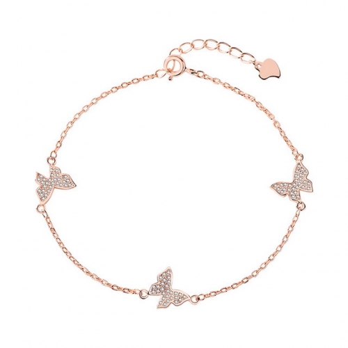 925 Sterling Silver Bracelet Flower Butterfly Bracelet Light Luxury Bracelet Full Of Zirconium Girlfriend Jewelry 925 Sterling Silver Wholesale Fashio