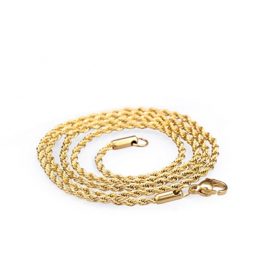 Titanium Steel Male And Female Hemp Chain Necklace Electroplating 18K Gold Water Wave Chain Stainless Steel Clavicle Chain
