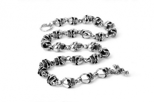 New European And American Titanium Steel Necklace Thick Men'S Skull Necklace Personality Domineering Jewelry Wholesale