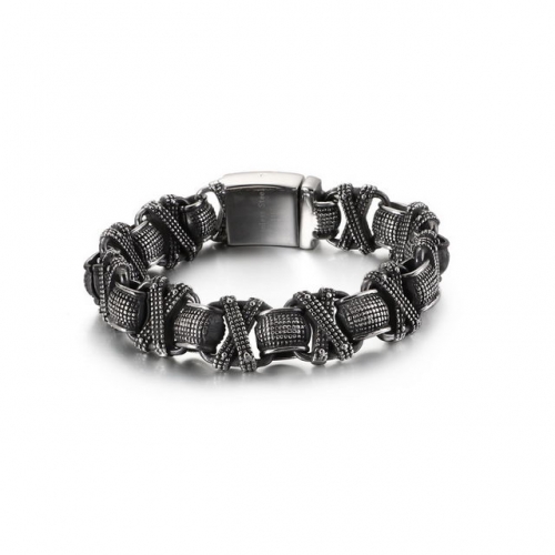 Woven Texture Retro Style Jewelry Wholesale Personality Men'S Punk Style Titanium Steel Bracelet