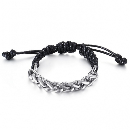 Personality Titanium Steel Bracelet Fashion Hip Hop Rock Men'S Woven Stainless Steel Fashion Rope Bracelet