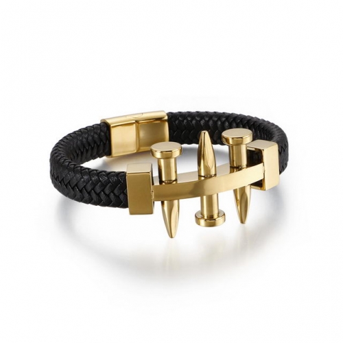 European And American Style Nail Leather Bracelet Fashion Brand Simple Titanium Steel Jewelry