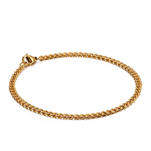 Electroplate Gold Jewelry Wholesale Fashion Flat Chain Stainless Steel Chain Simple Titanium Steel Men'S Trend Hip Hop Bracelet