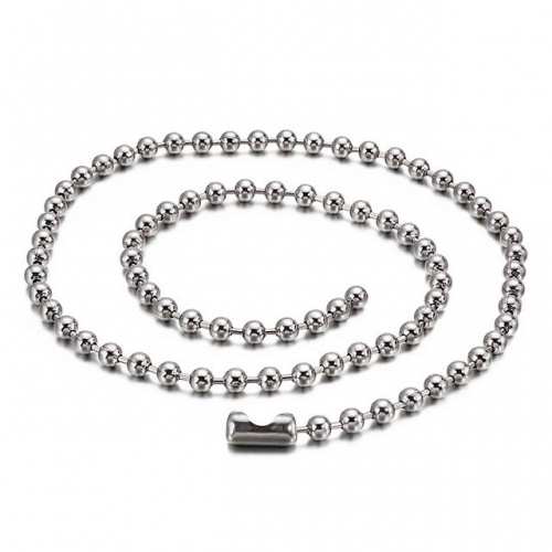 Unisex Titanium Steel Round Bead Necklace Fashion Simplicity Stainless Steel Wave Bead Chain