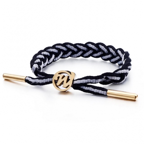 Letter W Woven Hand Rope Basketball Shoelace Men'S And Women'S Fashion Sports Wristband Stainless Steel Bracelet