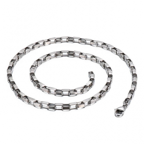 European And American Simple Stainless Steel Thick Chain Fashion Necklace Titanium Steel Rectangular Hip Hop Necklace