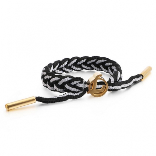 Letter L Woven Hand Rope Basketball Shoelace Men'S And Women'S Fashion Sports Wristband Stainless Steel Bracelet