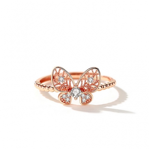 925 Sterling Silver Ring Rose Gold Butterfly Ring Zircon Ring Index Finger Tail Ring Wholesale Fine Jewelry