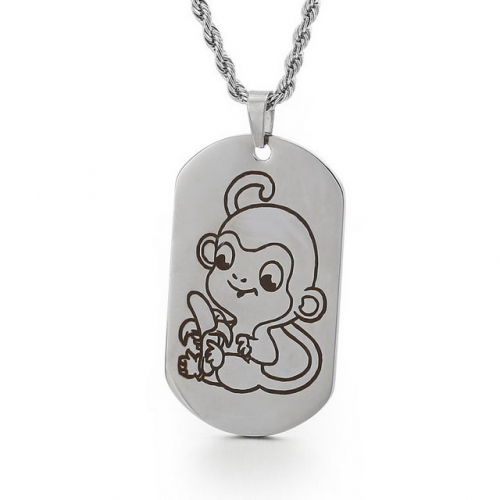 Lovely Cartoon Animal Stainless Steel Military Pendant Simple Twelve Zodiac Men And Women Titanium Steel Accessories Wholesale