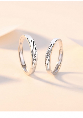 925 Sterling Silver Ring Angel Couple Ring Simple Wings Ring Creative Feather Opening Adjustable Ring Jewelry Wholesale China Cheap