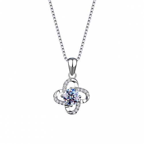 925 Sterling Silver Pendant 50 Points D Color Moissan Diamond Four-Leaf Clover Pendant Fine Jewerly Diamonds