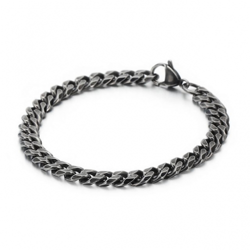 Wholesale Fashion Personality Men'S Stainless Steel Simplicity Textured Retro Flat Edging Bracelet