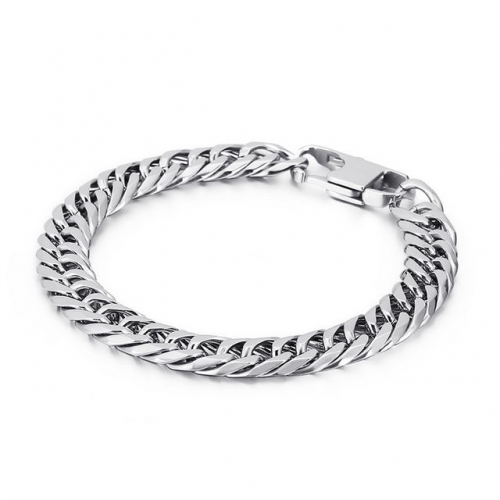 European And American Accessories Fashion Creative Titanium Steel Men'S Whip Chain Square Clasp Bracelet