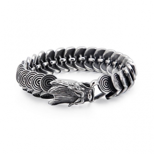 European And American Exquisite Fashion Domineering Dragon Head Titanium Steel Jewelry Men'S Vintage Stainless Steel Bracelet