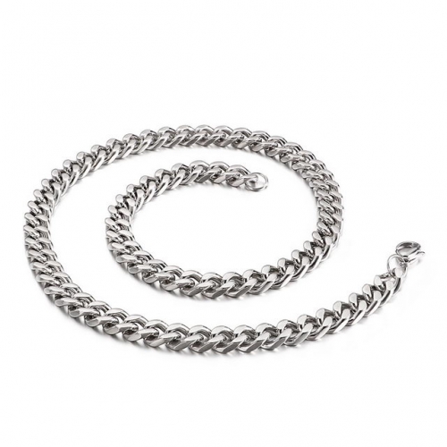 European And American Street Trend Four Sides Rough Thick Chain Men'S Necklace Fashion Stainless Steel Necklace Wholesale