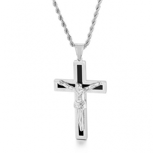 Popular Hot Sale Easter Stereo Exquisite Jesus Cross Pendant Electroplate Gold Titanium Steel Men'S Necklace Pendant