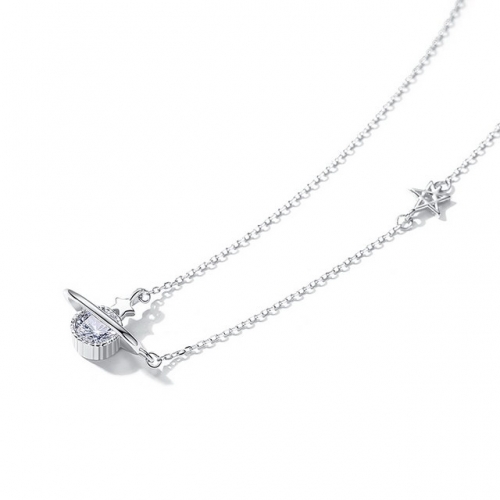 S925 Sterling Silver Dream Planet Necklace With Light Luxury Collarbone Chain Pendant Item