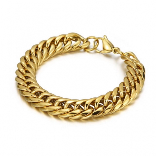 18K Gold Plated European And American Domineering Rough Personality Stainless Steel Men'S Bracelet Wholesale