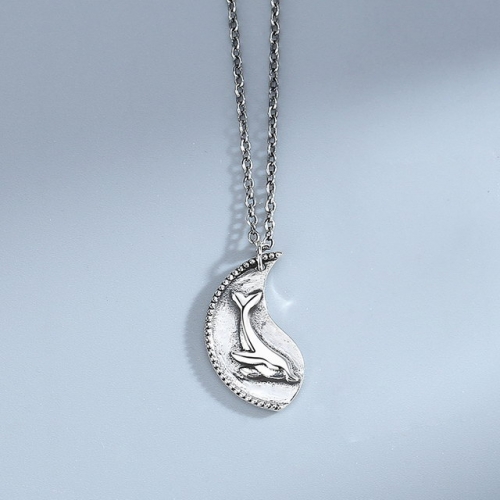 S925 Whale Comes With A Pair Of Sterling Silver Patchwork Collarbone Chain Coin Pendant With Your Lovers Necklace