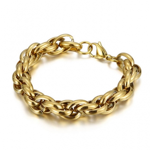 Korean Simple And Versatile Electroplate Gold Personality Stainless Steel Men's Bracelet