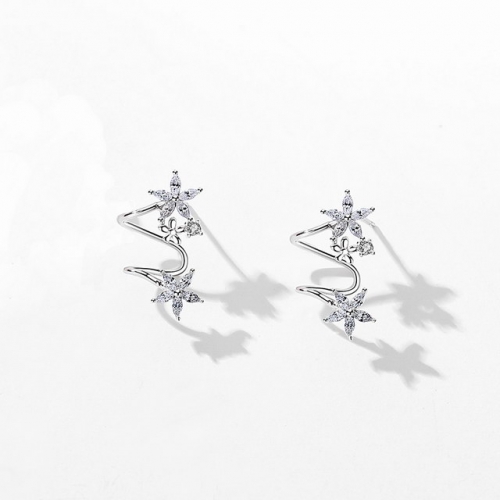 S925 Flower Earrings Sterling Silver Rose Gold Earrings Sweet Temperament Earrings