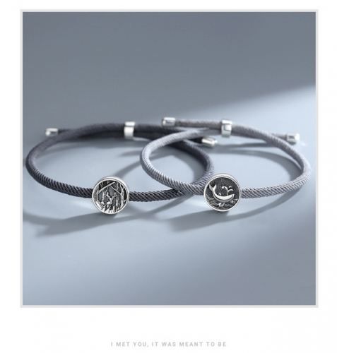 925 Sterling Silver Necklace Whale Couple Bracelet Creative Braided Bracelet Wholesale Fashion Jewelry Shop Online