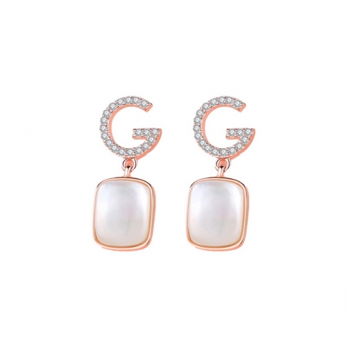 925 Sterling Silver Earrings Letter G Earrings Female Mother-Of-Pearl Earrings Fashion Earrings Best Wholesale Jewelry Supplies