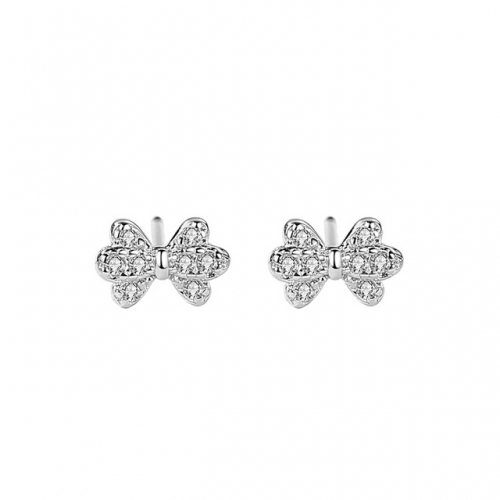 925 Sterling Silver Earrings Female Diamond Earrings Cute Simple Earrings Small Bow Earrings Wholesale Jewelry Supplies China