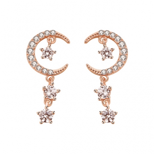 925 Sterling Silver Earrings Star And Moon Earrings Simple Full Diamond Earrings Temperament Fashion Earrings Chinese Jewelry Manufacturers