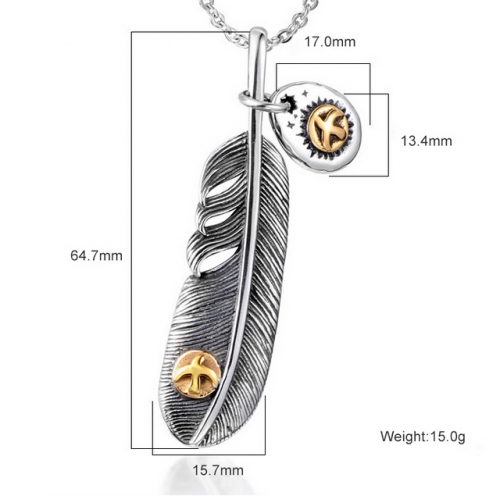 SJ3BH555 Stainless Steel Feather Pendant (Not Includd Chain)