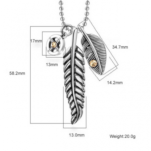 SJ3BH680 Stainless Steel Feather Pendant (Not Includd Chain)
