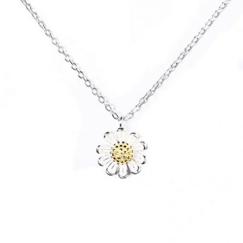 925 Sterling Silver Necklace Small Daisy Necklace Simple Temperament Flower Necklace Celebrity Trendy Necklaces Wholesale