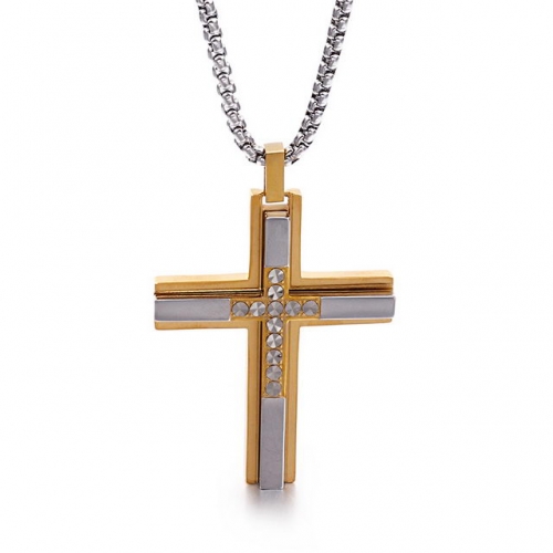 European And American Believers Titanium Steel Exquisite Cross Men'S Necklace