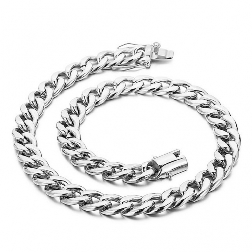 316 Stainless Steel Two Side Grinding Cuba Chain European And American Personality Punk Trendy Men'S Daily Versatile Necklace