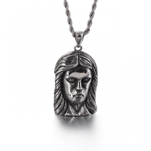 European And American Creative 316L Stainless Steel Beard Skull Christian Pendant Not Include Chain