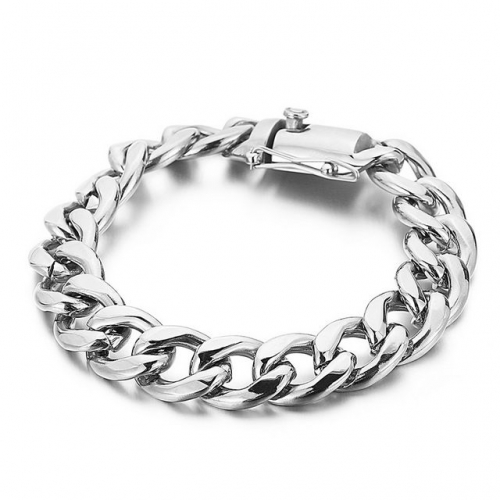 316 Stainless Steel Two Side Grinding Cuba Chain Bracelet European And American Personality Punk Bracelet