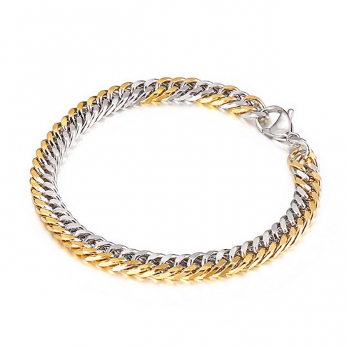 Japanese And Korean Simple Fashion Style Creative Horsewhip Chain Mixed Color Gold Men's Bracelet