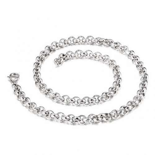 Shinning 316L Stainless Steel Men'S Fashion Personality Square Diamond Cutting Rolo Chain Necklace