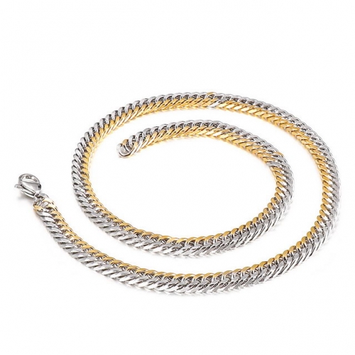 Japanese And Korean Simple Fashion Style Creative Horsewhip Chain Mixed Color Gold Men's Necklace