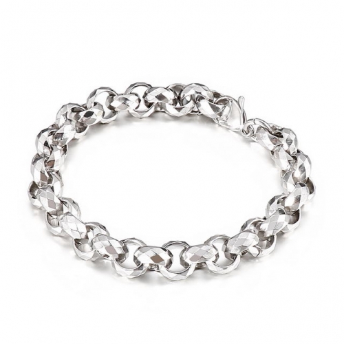 Shinning 316L Stainless Steel Men'S Bracelet Fashion Personality Square Diamond Cutting Rolo Chain Bracelet