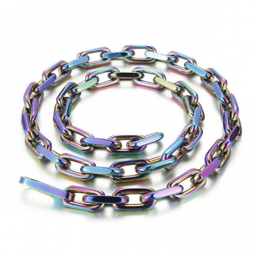 Japanese And Korean Fashion Multi-color Titanium Steel Men'S Cable Chain Necklace Simple Versatile Stage Accessories