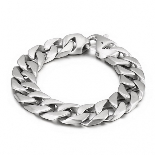 European And American Men'S Titanium Steel Jewelry Frosted Curb Chain Bracelet Creative Domineering Men'S Retro Bracelet
