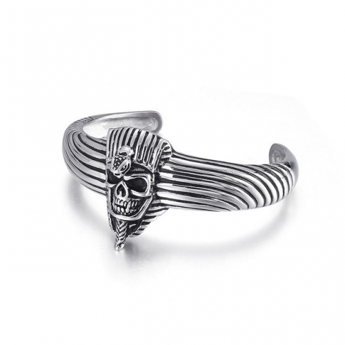 European And American Fashion Personality Punk Jewelry Stainless Steel Pharaoh Skull Men's Bangle