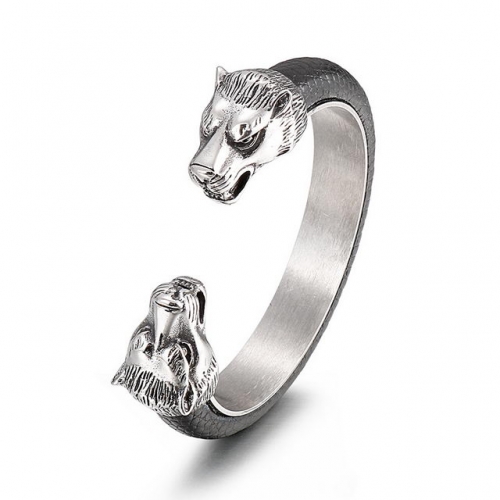 Stainless Steel Jewelry Wholesale Punk Style Personality Domineering Wolf Head Titanium Steel Open Men's Bangle
