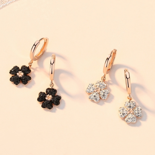 S925 Sterling Silver Earrings Four-Leaf Clover Earrings Simple Rose Gold Earrings Flower Earrings Buy Wholesale Earrings Online