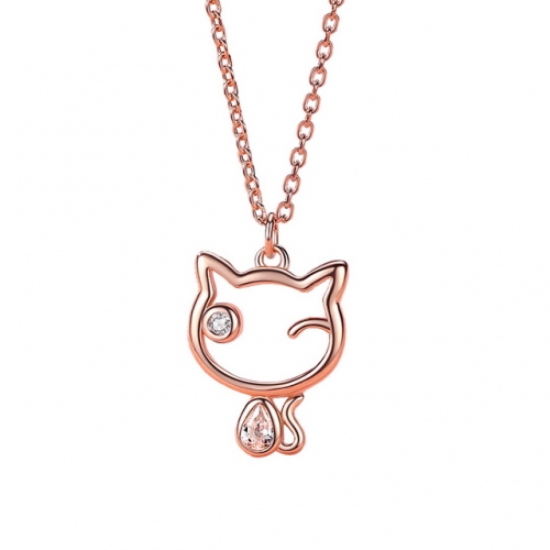 925 Sterling Silver Necklace Hollow Cat Necklace Creative Clavicle Chain Animal Necklace Best Websites To Buy Wholesale Jewelry
