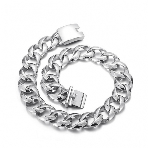 Thick Wide Chain Stainless Steel Jewelry European And American Creative Men'S Smooth Titanium Steel Curb Chain Necklace
