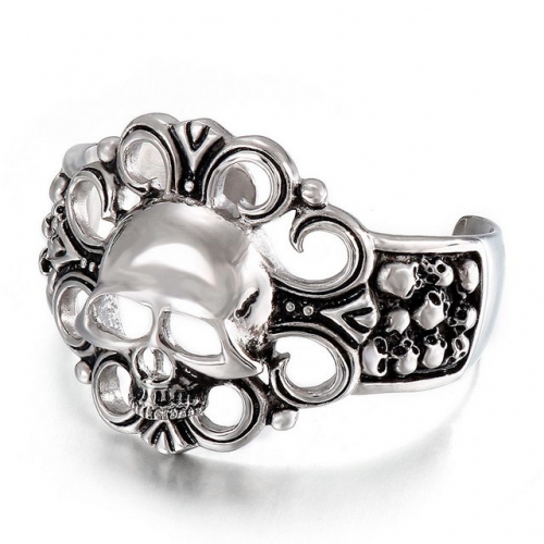 Stainless Steel Jewelry Wholesale Gothic Style Skull Hollow Wide Open Men's Bangle Accessories